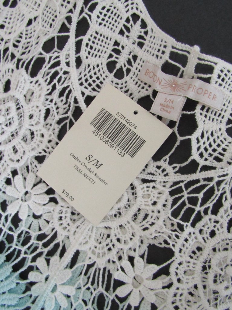 Boston Proper Crochet Sweater/ Tunic / Tank Top, Nwt, Size S/M — image 2 of 5